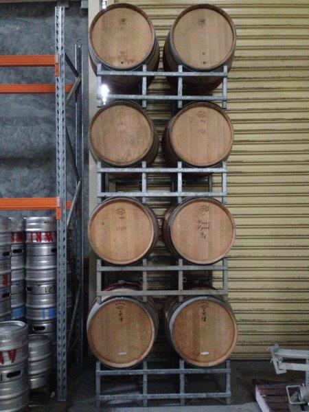 Second hand barrels in rack